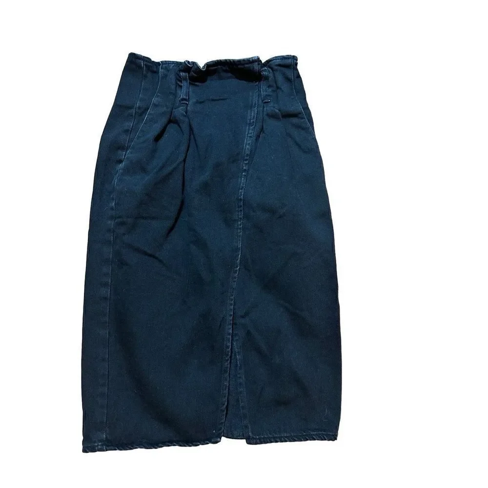 Bershka Womens black denim midi skirt‎ sz 00